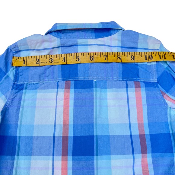 OshKosh B'gosh Boys 5T Blue Orange Plaid 100%Cotton Long Sleeve Button Up Shirt - Picture 6 of 11